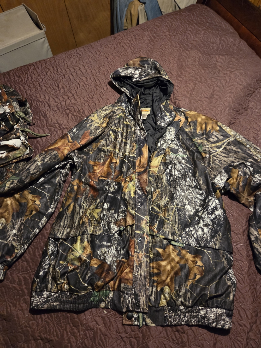Men's Military Field Camo Hooded Jacket - Brown/Green Camouflage